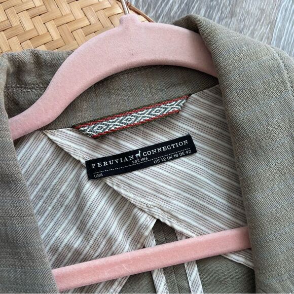 Peruvian connection linen blend striped blazer lagenlook style Women’s Size 12 - Picture 2 of 6